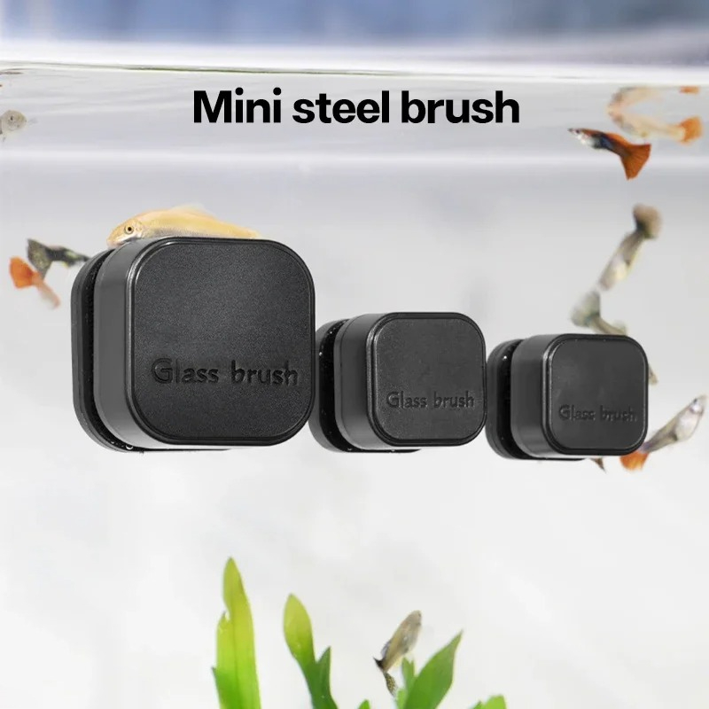 Planted Aquarium Cleaning - Mini-Quadrat-Magnetbürste für Aquarien, Glasreiniger, kratzfester Glasreiniger,