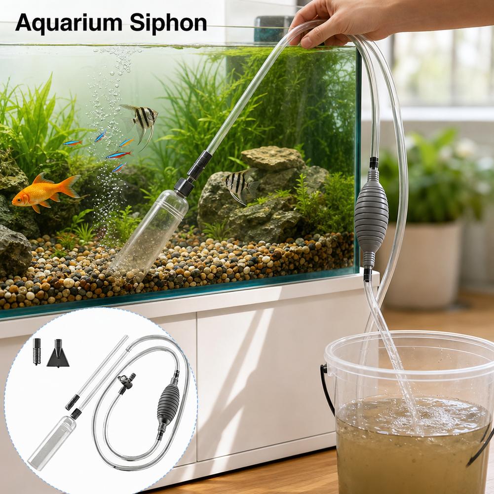 Planted Aquarium Cleaning - Manueller Aquarium-Siphon Fischbecken-Wasserwechsler-Set Kiesreiniger Sandwaschpumpe Fischabfall-Saugrohr